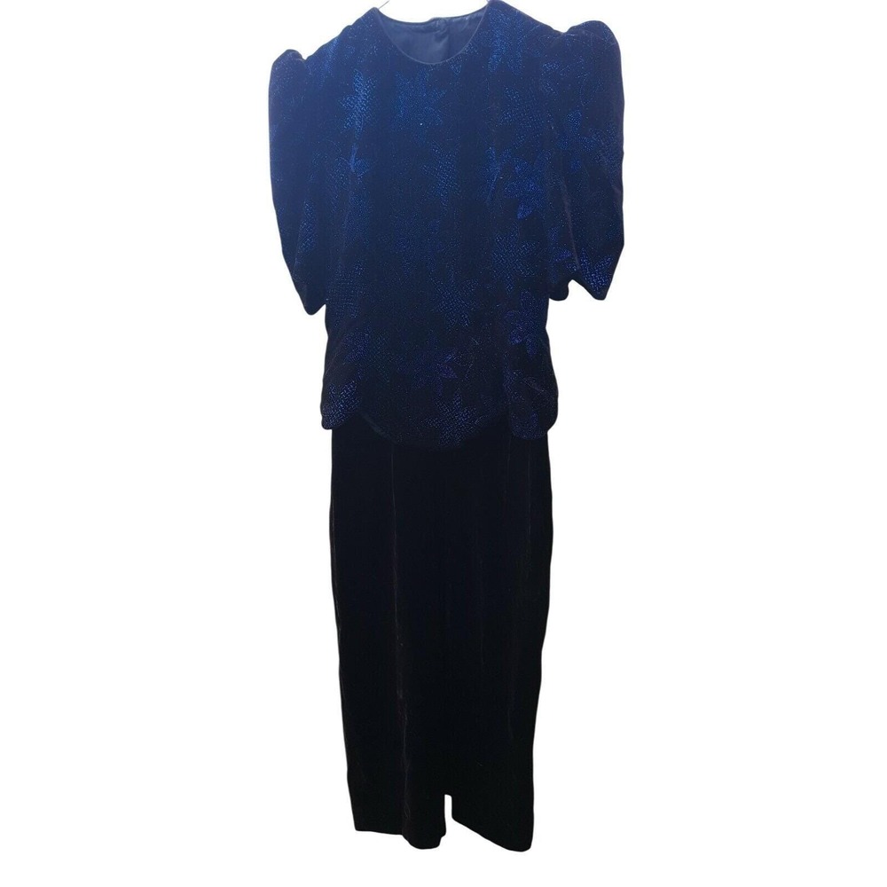 Scott McClintock 14001/04 Womens Sz 10 Burgundy Velvet Glitter Floral Maxi Dress